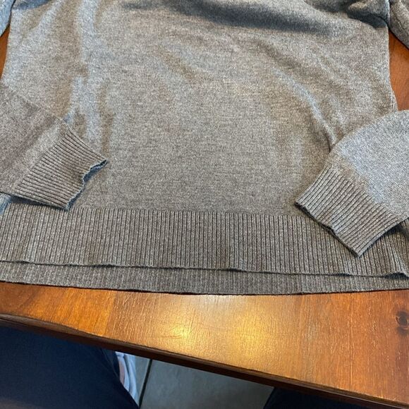 Cyrus Gray Faux Leather Shoulder Detail Sweater - Picture 4 of 5